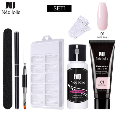 Nee Jolie Nail Art Solid Extender Set Paper Free Extender Crystal Glue Paste Gel Set