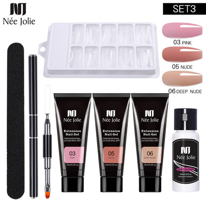 Nee Jolie Nail Art Solid Extender Set Paper Free Extender Crystal Glue Paste Gel Set