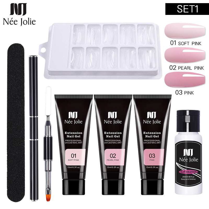 Nee Jolie Nail Art Solid Extender Set Paper Free Extender Crystal Glue Paste Gel Set