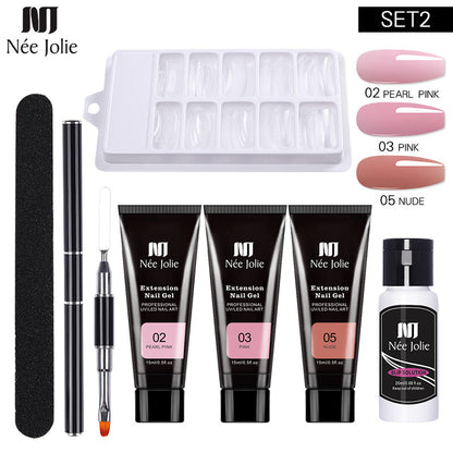 Nee Jolie Nail Art Solid Extender Set Paper Free Extender Crystal Glue Paste Gel Set