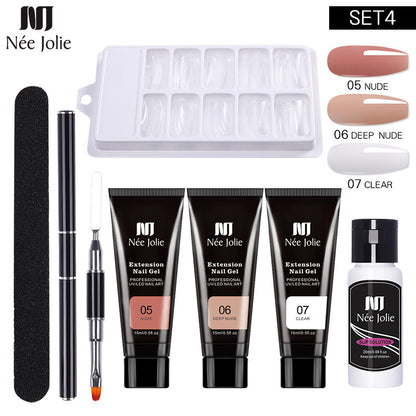 Nee Jolie Nail Art Solid Extender Set Paper Free Extender Crystal Glue Paste Gel Set