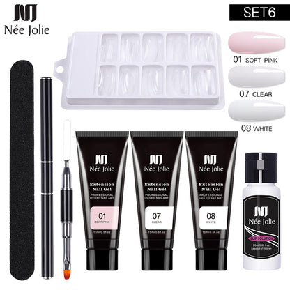 Nee Jolie Nail Art Solid Extender Set Paper Free Extender Crystal Glue Paste Gel Set