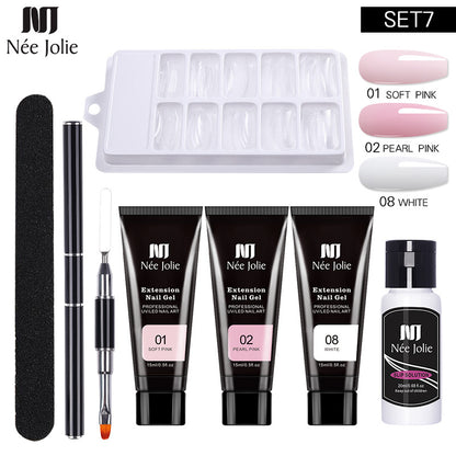 Nee Jolie Nail Art Solid Extender Set Paper Free Extender Crystal Glue Paste Gel Set