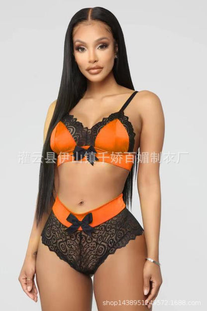 AliExpress sexy lingerie three-point panties lace bra lace suspenders two-piece set one piece dropshipping