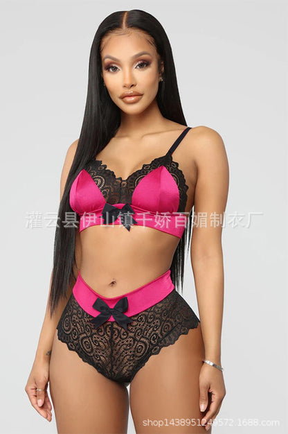 AliExpress sexy lingerie three-point panties lace bra lace suspenders two-piece set one piece dropshipping