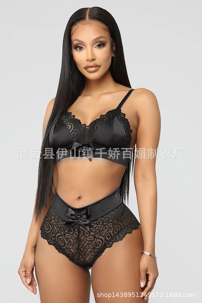 AliExpress sexy lingerie three-point panties lace bra lace suspenders two-piece set one piece dropshipping