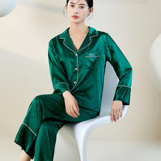 Women's Autumn And Winter Simplicity Silk Pajamas