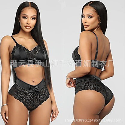 AliExpress sexy lingerie three-point panties lace bra lace suspenders two-piece set one piece dropshipping