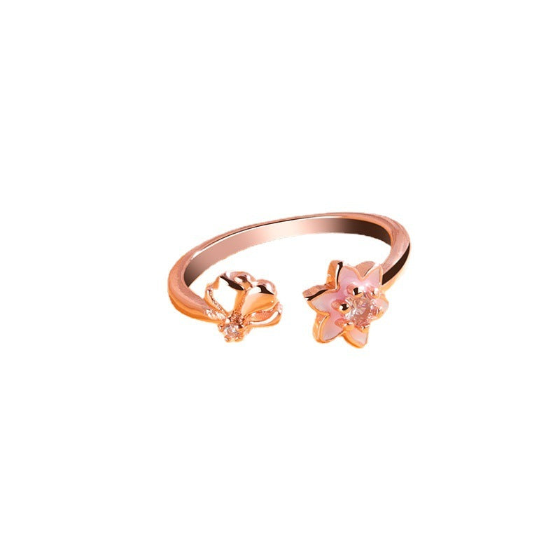 Korean Style Sakura Ring Women's Autumn And Winter Fairy Lovely Fancy