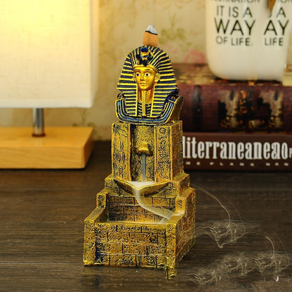 Creative Ancient Egypt Backflow Incense Burner Resin Crafts Home Buddha Ornament