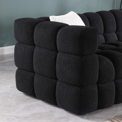 84.3 Length ,35.83 Deepth ,human Body Structure For USA People, Marshmallow Sofa,boucle Sofa ,White ,3 Seater