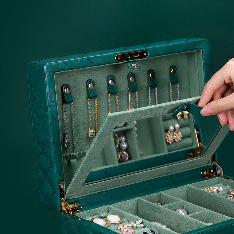 Luxury Double Layer Jewelry Storage Box Large Capacity