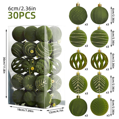 6cm 30 Christmas Decorations Electroplated Plastic Painted Ball Christmas Ball Set Round Ball Pendant