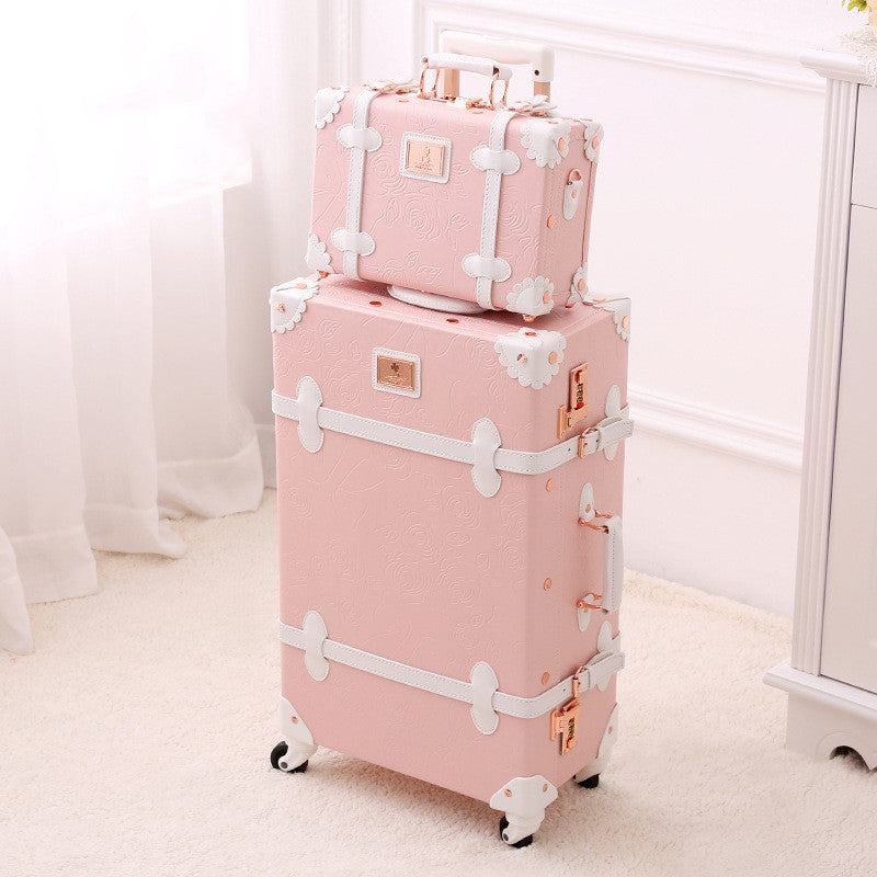 Valise à roulettes rétro pour femme