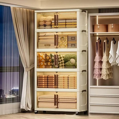 Foldable Storage Cabinet-Dark -3 Layer, 2 Colors