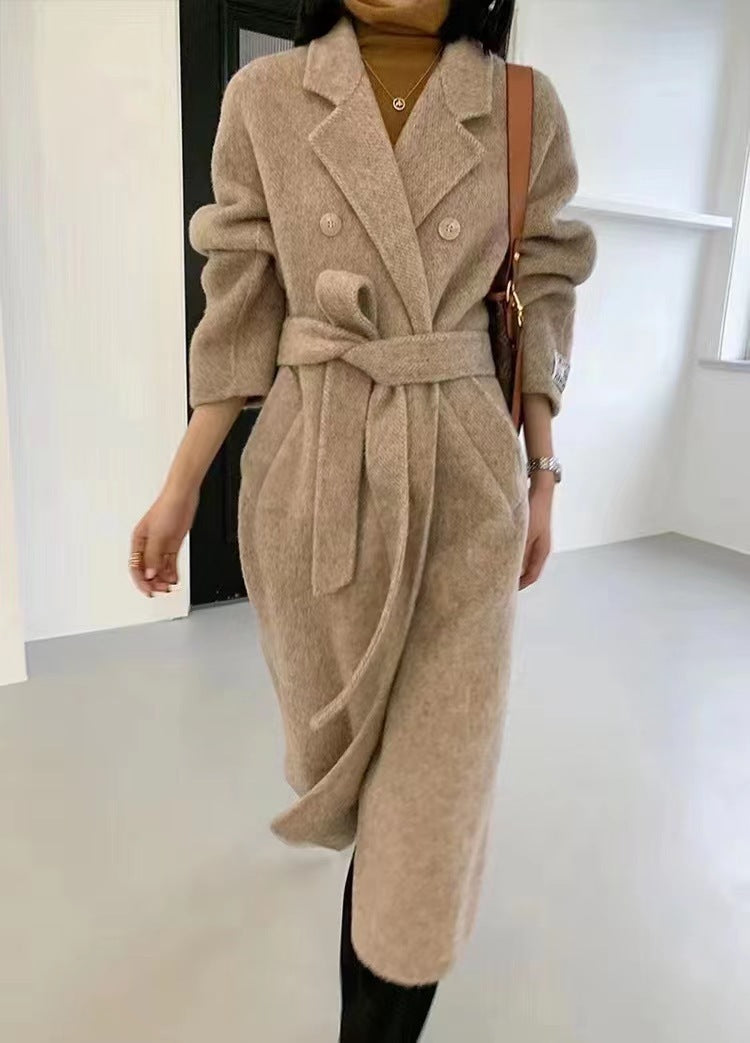 Light Luxury Thick Rabbit Fur Silk Double-faced Woolen Goods Coat