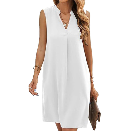 Robe chemise ample à col en V pour femme