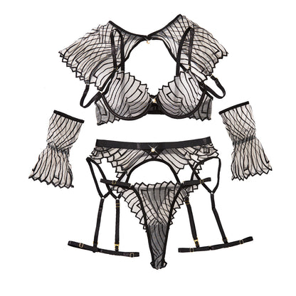 See-through Sexy Design Embroidered Shawl Garter Sexy Underwear