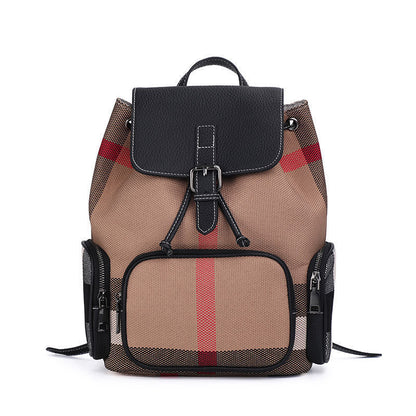 Women's Classic Plaid Leather Backpack