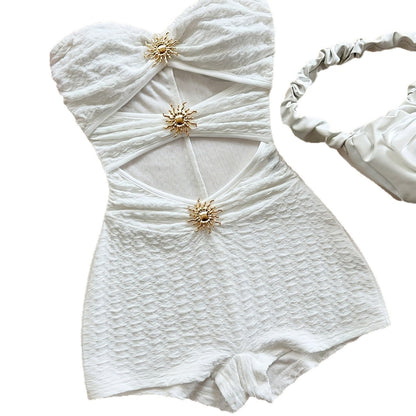 Knitted Texture Metallic Texture Slim Jumpsuit