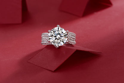 Luxury Fashion Large Diamond Ring Moissanite Silver Ring