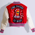 Thread Color Blocking Button Bomber Suit