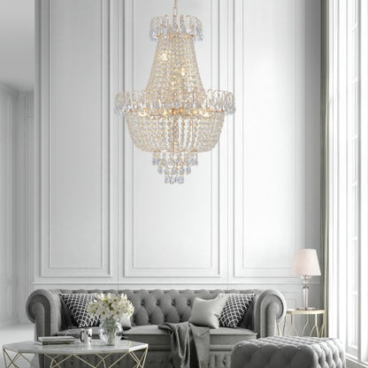 Golden Crystal Chandelier, Large Modern Luxury Chandelier, Suitable For Living Room, Dining Room, Bedroom, Hallway - No Bulb