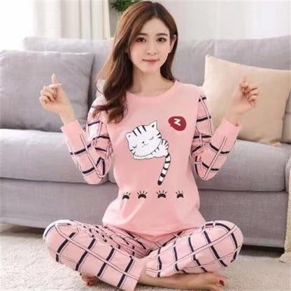 Pajamas Set Women Cute Cartoon Print Sleepwear 2 Piece Lounge Sets