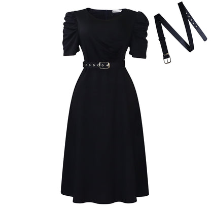 Fashionable Temperament Elegant V-neck Pleated Swing Dress