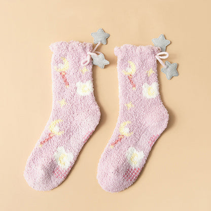 Winter Thick Women's Socks Japanese Sweet Girl Socks Coral Fleece Socks