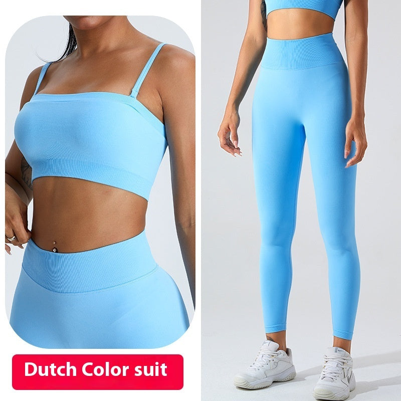 Seamless Dopamine Peach Exercise Suit