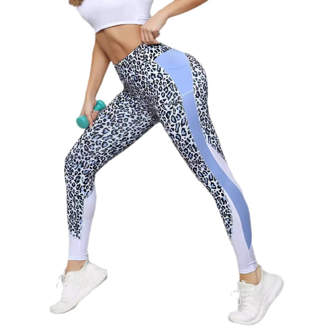 Contrast Color High Waist Tight Printed Leggings