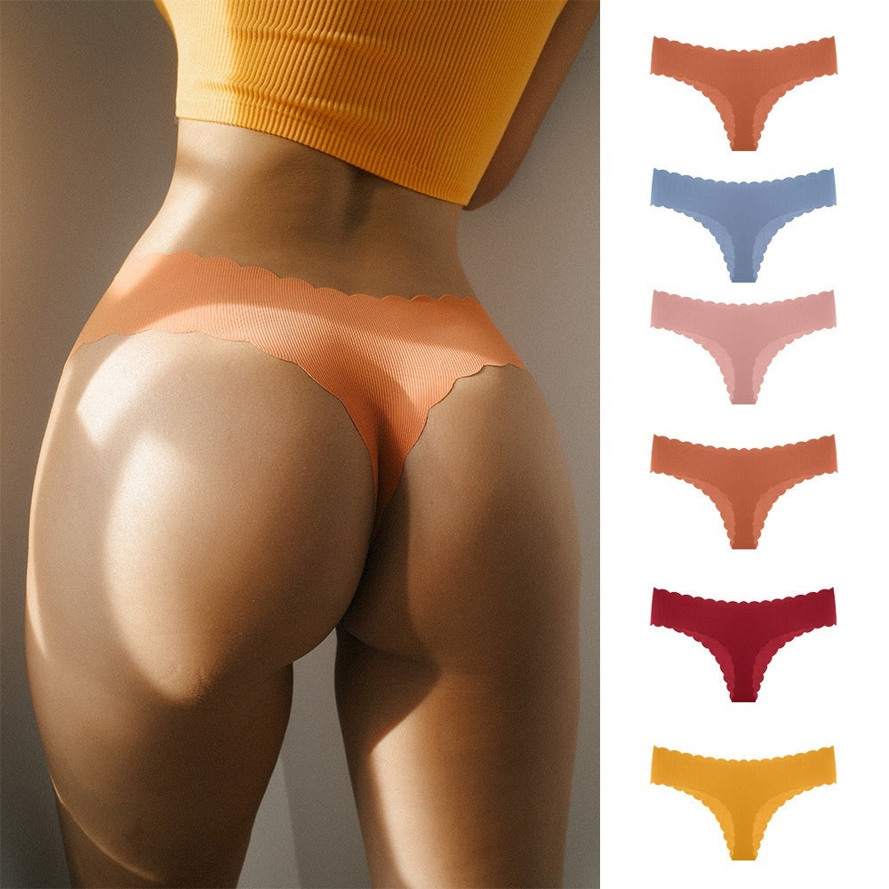 Women's Ribbed Ice Silk Seamless Wavy Edge Shorts