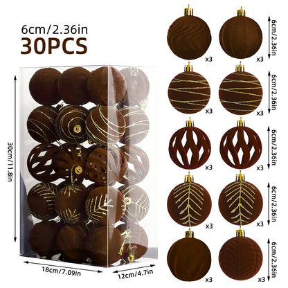 6cm 30 Christmas Decorations Electroplated Plastic Painted Ball Christmas Ball Set Round Ball Pendant