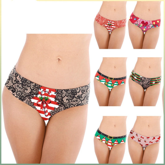 Women's Sexy Digital Printed Underwear For Santa Claus