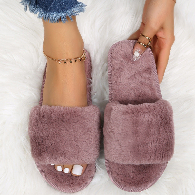 Women's Indoor Plush Flat Slippers