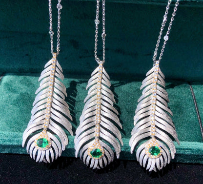 Light Luxury 925 Silver Brushed Feather Pendant Necklace