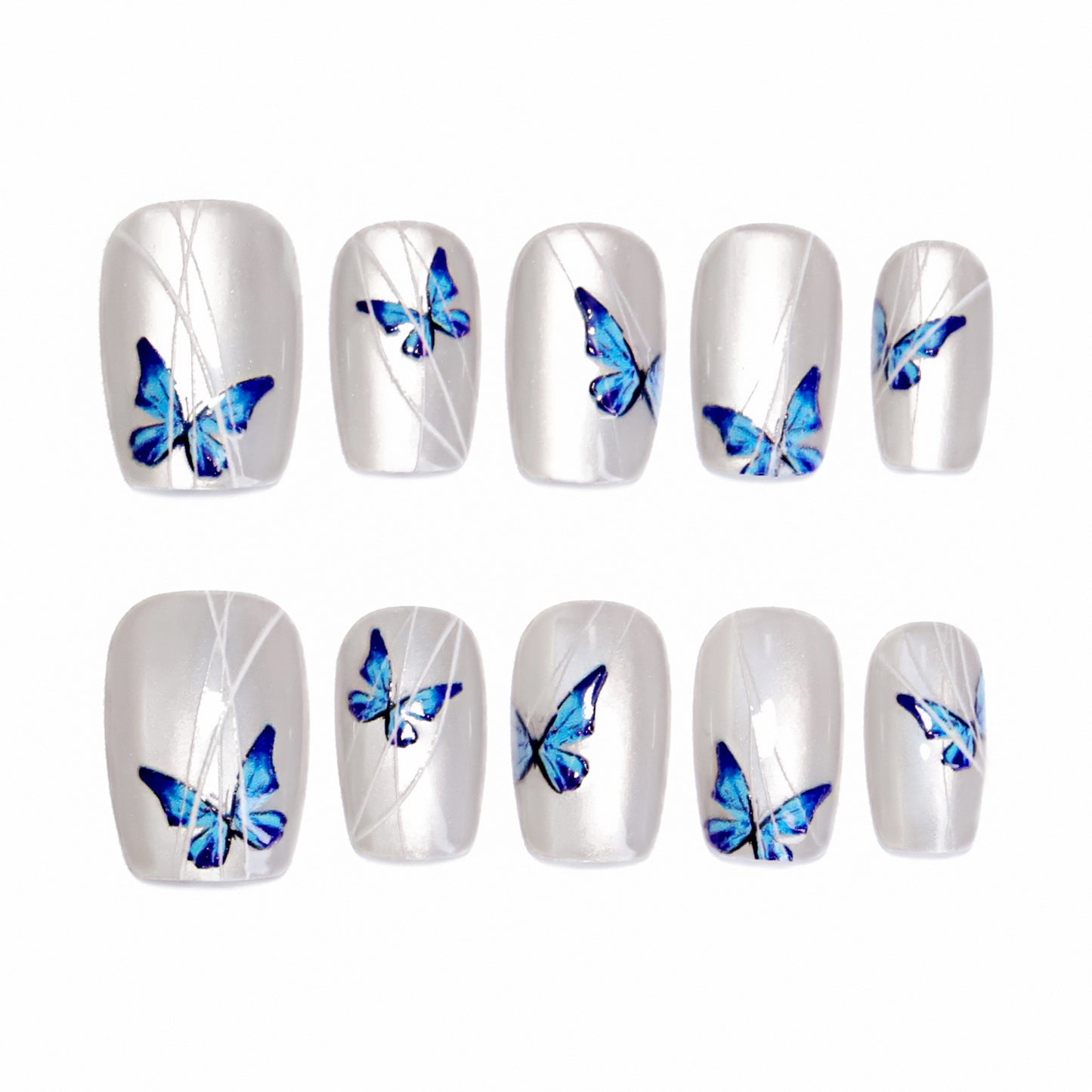 Women's Minority Simple White Blue Butterfly Elf Cat Eye Wear Nail Stickers