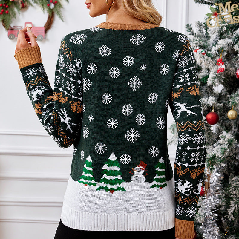 Leisure Round Neck Christmas Sweater Led Colored Lamp