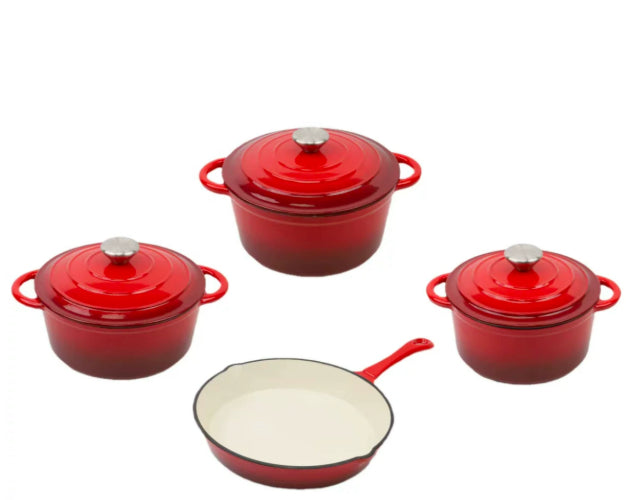Enamel-Cast Iron Cookwares Enamel Combination Set Frying Pan Stew Pot Set