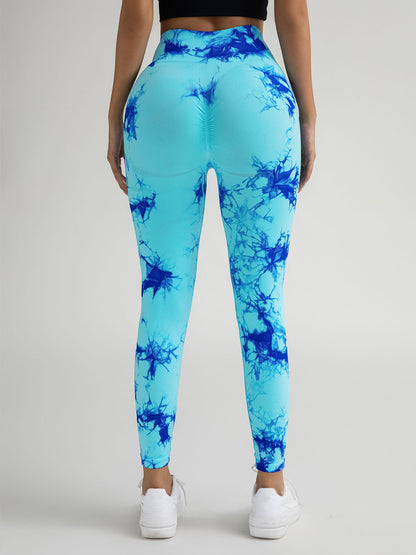 4 Pack New Style Hollow-Out Tie-Dye High-Waisted Tummy-Control Yoga Pants