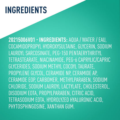 Foaming Facial Cleanser, Daily Face Wash for Oily Skin, Hyaluronic Acid + Ceramides + Niacinamide, Fragrance Free & Paraben Free, Non-Drying Oil Control Face Wash, 19 Fluid Ounce