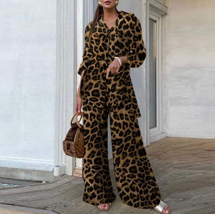 Women's Leopard Print Casual Loose Outfit