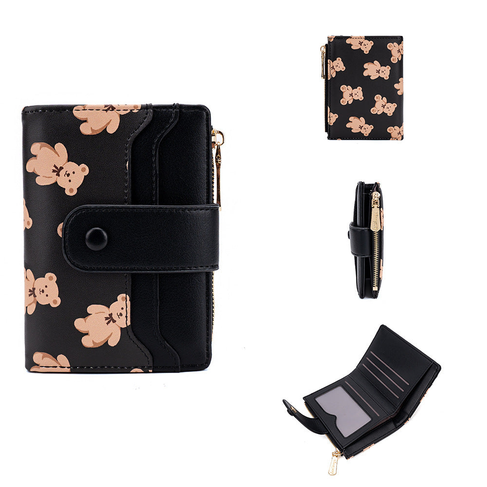 Women's Wallet Short Bear Printed Zipper