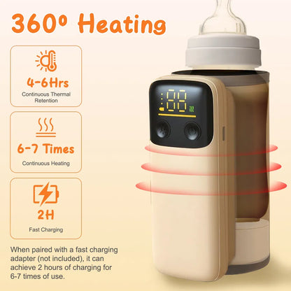 Portable Bottle Warmer With Night Light Baby Milk Warmer Milk Formula Warmer For Home Travel With 6 Heating Levels