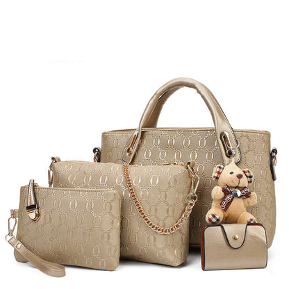 Cross-border women's bag 2024 new fashion leisure bear four-piece set mother-and-child bag shoulder crossbody handbag women's bag wholesale