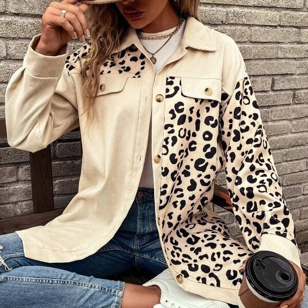 Cardigan Top Women's Autumn And Winter New Leopard Print Single-breasted Mid-length Jacket Shirt