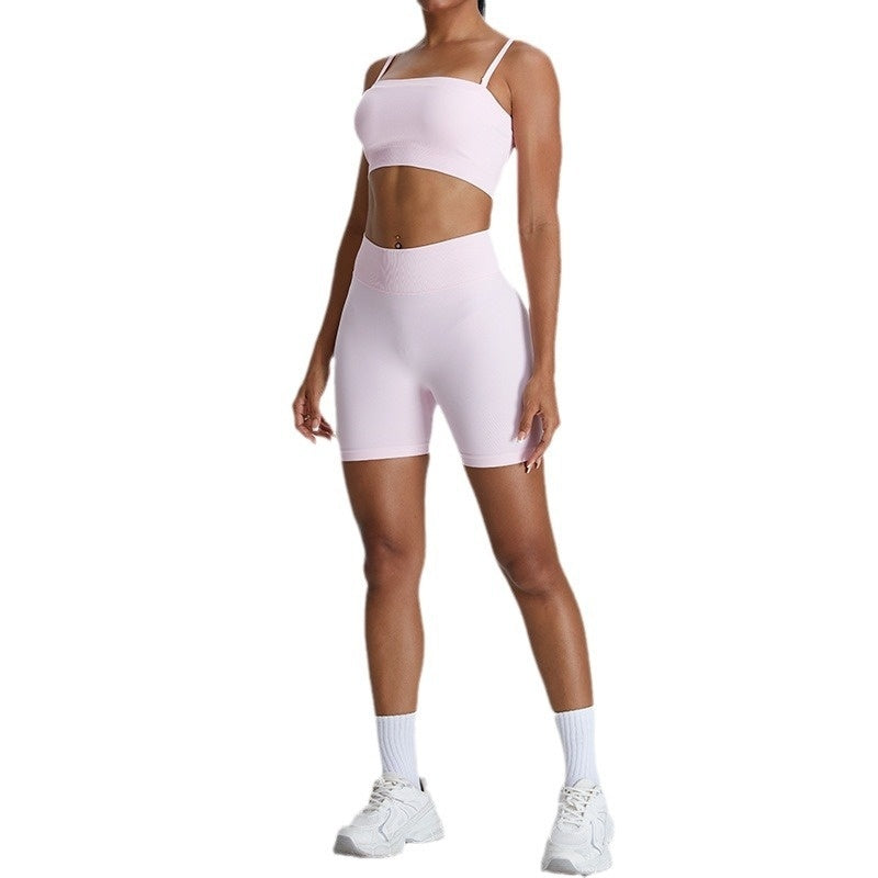 Seamless Dopamine Peach Exercise Suit