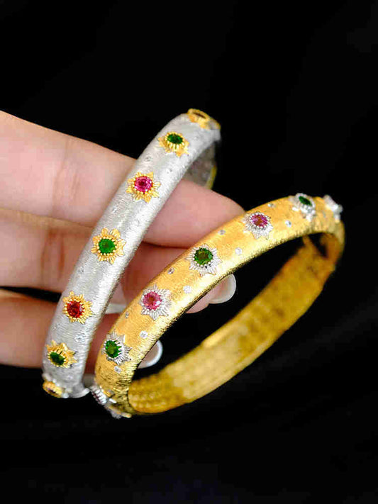 Pure Gold Plated Luxury  Color Treasure  Bracelet Vintage