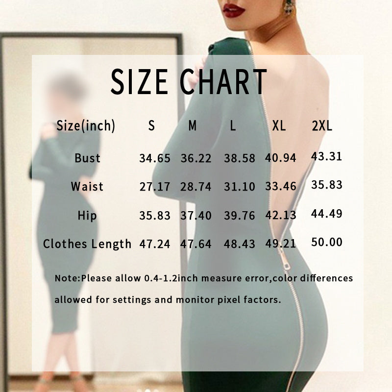 Women's Zipper Back Bodycon Dress, Sexy Cocktail Party Clubwear Midi Dress For Night Out